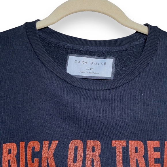 Zara Halloween Trick Or Treat Sweatshirt Size Large Black Long Sleeve - Picture 3 of 5